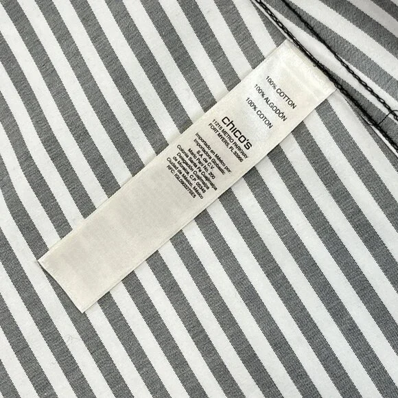 SOLD NWT CHICOS Size 0P Petite Small No-Iron Long Sleeve White Striped Shirt - Picture 12 of 16